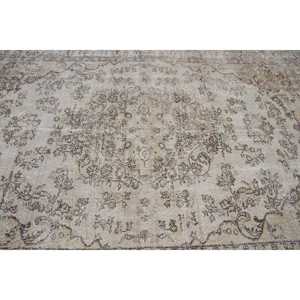 Vintage 7x10.2 ft Rug, Turkish Rug, <b>Brown</b> Striped <b>Wool</b> Rug - Product Image 4