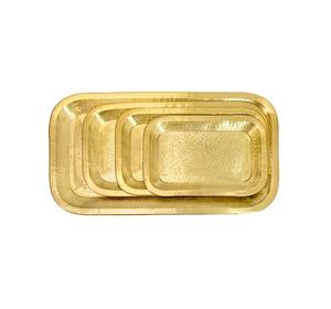 Plateau de service arrondi en laiton Plateau fait main Acier inoxydable or sans poignée Plateau marocain en métal design à faible coût - Product Image 6