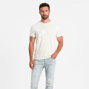 เสื้อยืดผ้าฝ้าย100% คุณภาพสูงสำหรับผู้ชายเสื้อโอเวอร์ไซส์แขนสั้นห้าส่วนลำลองโลโก้เรียบๆไหล่ตก280-300แกรมผ้าเนื้อละเอียด - Product Image 1