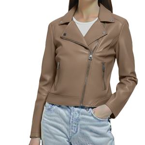 Chaqueta de Cuero Tejida Ecológica de Alta Calidad con Cierre, Chaqueta de Cuero Genuino a la Moda para Mujer, Hecha a Medida, Ajuste Premium - Product Image 5