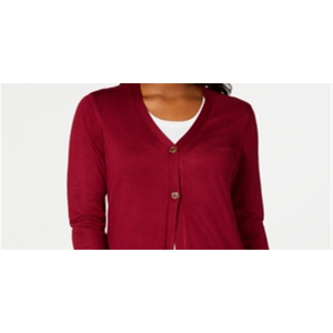 Cardigan Lungo Rosso Casual da Donna Karen Scott, Taglia S, Ricamato con Bottoni, in Lana e Acrilico, per la Stagione Autunnale - Product Image 2