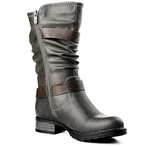 Women's Comfortable Mid-Calf <b>Dress</b> Boots Low Heel PU Leather <b>Medieval</b> Handmade with Zipper - Product Image 3