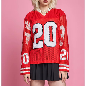 Camiseta de Fútbol Americano Personalizada con Diseño Sublimado, Transpirable, de Manga Larga, Unisex, para Mujeres Adultas - Product Image 1