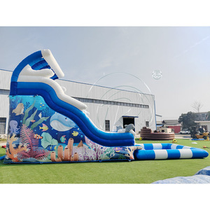 <b>Water</b> Park <b>Inflatable</b> Wave Blue White Underwater World <b>Water</b> <b>Slide</b> with Detachable Airtight Pool PVC Material - Product Image 3
