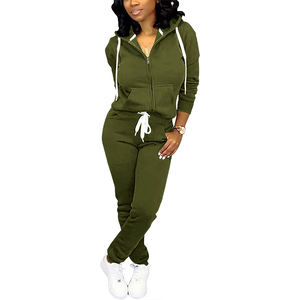 Conjunto Deportivo de Dos Piezas para Mujer, con Logotipo Personalizado, Pantalones Deportivos Bordados, Sudadera con Capucha y Cremallera, Manga Larga - Product Image 3