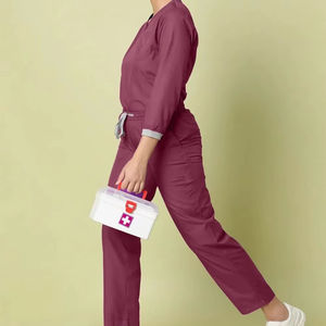 ชุดยูนิฟอร์มพยาบาลโรงพยาบาลคุณภาพสูงสำหรับบุรุษและสตรี ดีไซน์ใหม่ ชุดสครับทางการแพทย์ ผ้าถัก เสื้อและกางเกง ขายส่ง - Product Image 1