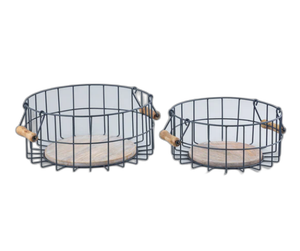 Panier en acier antique avec poignée en bois Panier de finition antique pour le stockage d'épicerie à usage domestique Prix d'usine - Product Image 5