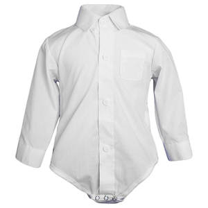 Body de Bebé de Algodón y Poliéster con Botones, Camisa Blanca con Cuello, Elegante Body de Manga Larga con Camisa Blanca - Product Image 3