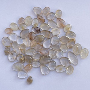 10mm 20mm 30mm Natural <b>Golden</b> <b>Rutile</b> <b>Quartz</b> Smooth Round Oval Pear Flat Back Cabochon Gemstone Rings Ring Pendant Stone Loose - Product Image 4