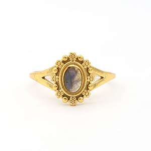 Anillo de Latón chapado en oro a la moda al por mayor, piedra preciosa labradorita, joyería de diseñador de flores a la moda, compromiso de aniversario para mujer - Product Image 1