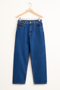 Plus Size Cotton/Polyester Men's Baggy <b>Jeans</b> Customized Logo Straight Pattern Mid <b>Waist</b> Light Breathable Outdoor Workout Casual - Product Image 3