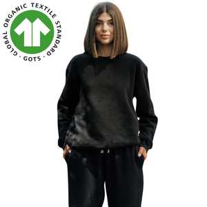 Women Organic Cotton Heavyweight Crewneck <b>Sweatshirt</b> Black, Turtleneck,Zipper-up, Short, Hoodies for Woman and Sustainable - Product Image 3