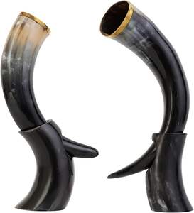 Auténtico juego de cuerno para beber inspirado en animales medievales Aaliyan Impex tallado Mead Ale soporte de cerveza pulido decorativo náutico - Product Image 6