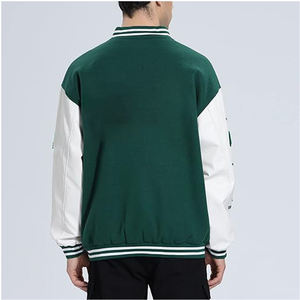 Chaqueta universitaria con mangas de cuero de Color sólido transpirable personalizada para hombre, gran oferta, chaquetas con letras de béisbol en blanco para hombre a la venta 2025 - Product Image 2