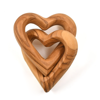 2025 fait à la main en bois d'olivier lié coeurs ensemble 5 cm mariage fiançailles anniversaire Couple cadeaux emboîtement coeurs en bois