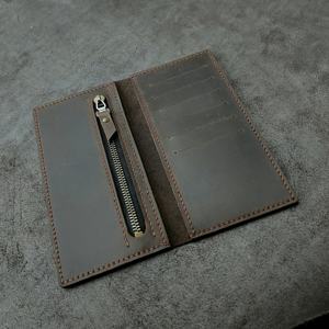 Titulaire de la carte de crédit vintage poche en cuir mince pour les affaires longue longueur de portefeuille avec motif uni LWW-0104 - Product Image 1