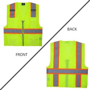 Vente en gros de gilet de sécurité réfléchissant de qualité supérieure imperméable à l'eau avec logo personnalisé avec poches et fermeture éclair - Product Image 3