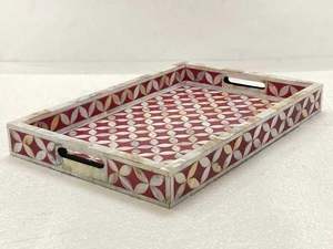 HANDMADE INLAY <b>TRAY</b> HANDMADE SERVING <b>TRAY</b> LUXURY Bone Inlay Ramadan Breakfast Food Fruit <b>Coffee</b> Tea <b>Decorative</b> <b>Tray</b> - Product Image 5