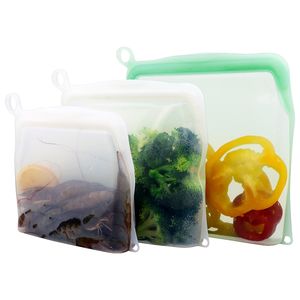 ถุงเก็บอาหารซิลิโคนแบบใช้ซ้ำได้ ทนทาน ซักล้างได้ พร้อมซิปล็อคกันรั่วซึม ความจุขนาดใหญ่ สำหรับใส่ผลไม้และเนื้อสัตว์ - Product Image 1