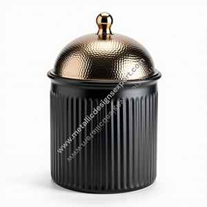 Cazuela de acero inoxidable negro de lujo, elegante tapa de cúpula dorada martillada, solución de almacenamiento de cocina moderna ecológica, 24cm de diámetro - Product Image 6