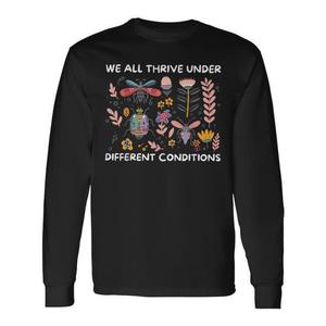 T-shirt à manches longues pour la sensibilisation à l'autisme - Nous prospérons tous sous des conditions différentes - Produit promotionnel - Product Image 1