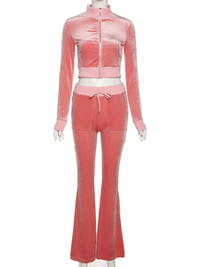 Women's Casual Two Piece Set Simple Zipper Full <b>Sleeve</b> Hooded <b>Top</b> + Above Knee Bandage Lace Slim Wide Leg Pants <b>Short</b> - Product Image 5