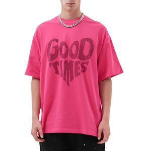 T-shirt surdimensionné imprimé avec logo personnalisé, style streetwear, jersey vintage délavé, couleur rose bonbon, pour streetwear - Product Image 5