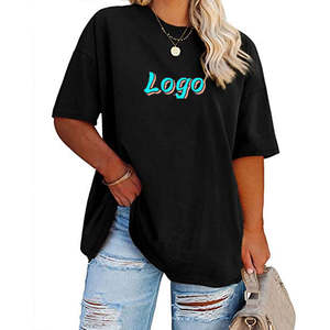 Custom Casual Custom Design Plain t Shirt for Womens Oversized Drop Shoulder Cotton <b>Tshirt</b> for Women Girls - Product Image 3