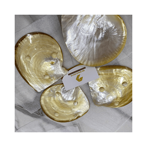 Plat de plateau en nacre fabriqué à la main coquillage poli avec support en résine pour bougeoir et dessus de vanité, fabriqué au Vietnam - Product Image 5
