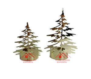 ชุดเทียนรูปต้นไม้ชุบทอง3ชิ้นสำหรับตกแต่งบ้านอุปกรณ์ตกแต่งเทศกาลคริสต์มาส - Product Image 1