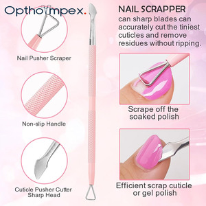 Pousse-cuticules professionnel double extrémité en acier inoxydable réutilisable et durable pour manucure et soin des ongles en salon - Product Image 5