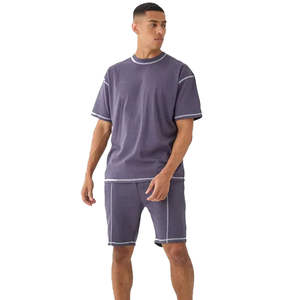 Ensembles de shorts d'été 2025 pour hommes, personnalisables avec logo imprimé, 2 pièces, tenues de jogging décontractées, respirantes et confortables, 100 % coton, OEM - Product Image 1