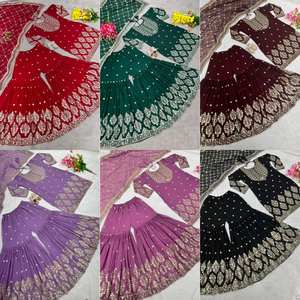 Conjunto de Kurta, Pantalón y Dupatta de Georgette Sintética para Fiesta, Vestido Tradicional Completamente Cosido con Bordado y Lentejuelas - Product Image 4