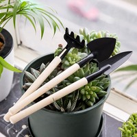 Ensemble de 3 mini-outils de jardinage : pelle à main, râteau à feuilles, petite pelle pour le jardinage à domicile et les plantes en pot