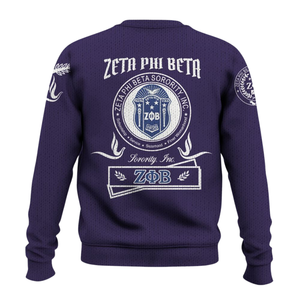 ZPhiB Knit Sorority Sweater Zeta Phi Beta 1920 Azul Blanco Greek Life Chenille Letters Divine Nine Premium Apparel - Product Image 2