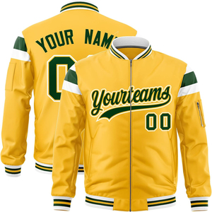 Personalized <b>Varsity</b> <b>Bomber</b> <b>Jacket</b> Satin Fabric Zip Up Design Custom Name Number Logo Teamwear Dropshipping OEM <b>Jacket</b> for <b>Men</b> - Product Image 1