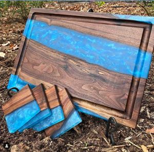 Plateau de service en bois et résine époxy, plateau de service en bois et résine époxy personnalisé pour la maison, les restaurants et les hôtels, Noël - Product Image 3
