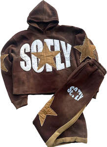 Conjunto de Invierno para Hombre Estilo Streetwear con Estampado Acid Washed, Bordado Desgastado, Transpirable y Ecológico, Sudadera con Capucha de Corte Largo - Product Image 3