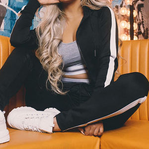 Conjunto Deportivo de Invierno para Mujer de Alta Calidad, con Cremallera, Pantalones Holgados de Cintura Alta Elástica y Top, Dos Piezas - Product Image 6