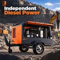 Compresseur d'air mobile robuste 300 CV 22 bars, compresseur à vis diesel portable pour la construction et les champs pétrolifères
