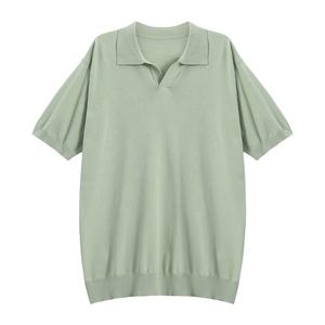 2025 Simple tricoté à manches courtes T-shirt été nouvelle couleur unie design chemise hommes 2025 - Product Image 2