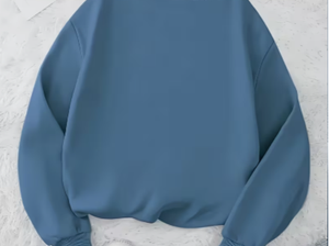 Sweat-shirt en tricot pour femme, col rond bleu, manches longues, impression numérique, pull oversize pour un usage décontracté - Product Image 2