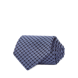 Cravatta Classica in Seta da Uomo Bloomingdale's, Design a Griglia Blu Navy con Motivo a Catena, Taglia 8 - Il Best Seller del Negozio - Product Image 1