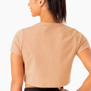 High Quality Women's <b>Crop</b> <b>Top</b> Fashion Sports Short Sleeve Custom Logo Sexy Ladies <b>Top</b> for Summer Casual Style Wholesale - Product Image 1