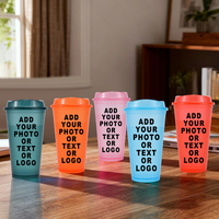 Gobelet à eau en plastique à fond rond personnalisé de 16 oz, sans BPA, réutilisable, avec couvercle, pour café glacé, vente en gros d'usine