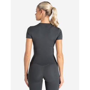 Haute qualité tempête gris femmes Gym t-shirt extensible pleine longueur manches courtes col rond Polyester nouveau décontracté Yoga entraînement t-shirt - Product Image 3