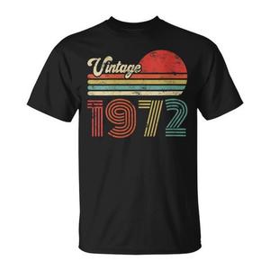 Camiseta Vintage de Cumpleaños de 1972, Unisex, Tallas para Adultos S M L XL XXL, Cuello Redondo, Manga Corta, Impresión Serigráfica, Reuniones de Antiguos Alumnos - Product Image 1