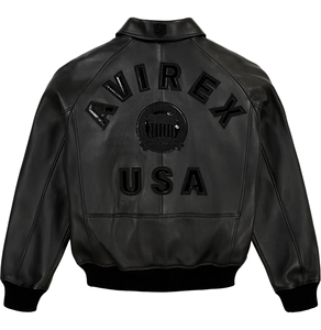 Chaquetas Avirex para hombre de cuero genuino de vaca 100% hechas a medida para invierno, fabricante OEM, ropa de calle bordada - Product Image 2