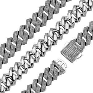 สร้อยคอเพชรโมอิสขนาด18มม. สำหรับผู้ชายสร้อยคอสไตล์ฮิปฮอปแบบหนาทำจากช่างฝีมือชาวอินเดีย S925เป็นของขวัญเครื่องประดับสุดหรู - Product Image 5