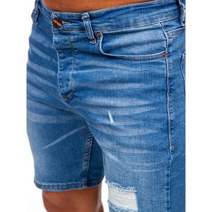 กางเกงยีนส์ขาสั้นสำหรับผู้ชายกางเกงขาสั้นผ้ายีนส์ทรงแบ็กกี้ขาดสีฟ้าสีดำ - Product Image 5